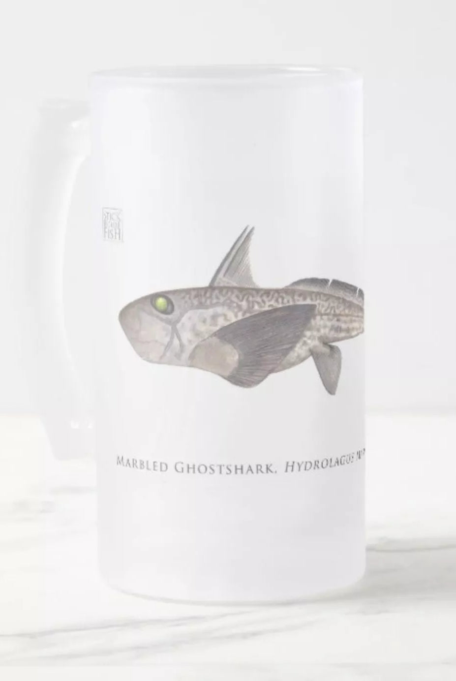 Marbled Ghostshark - Frosted Glass Stein-Stick Figure Fish Illustration
