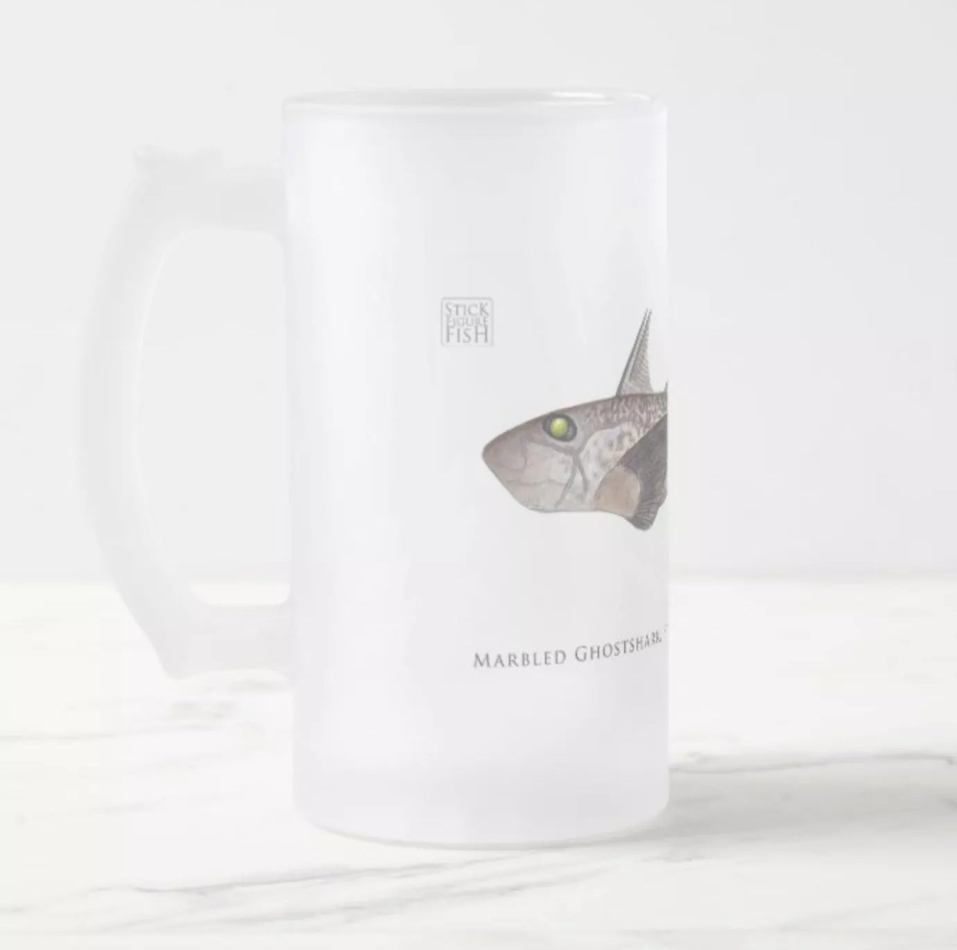 Marbled Ghostshark - Frosted Glass Stein-Stick Figure Fish Illustration