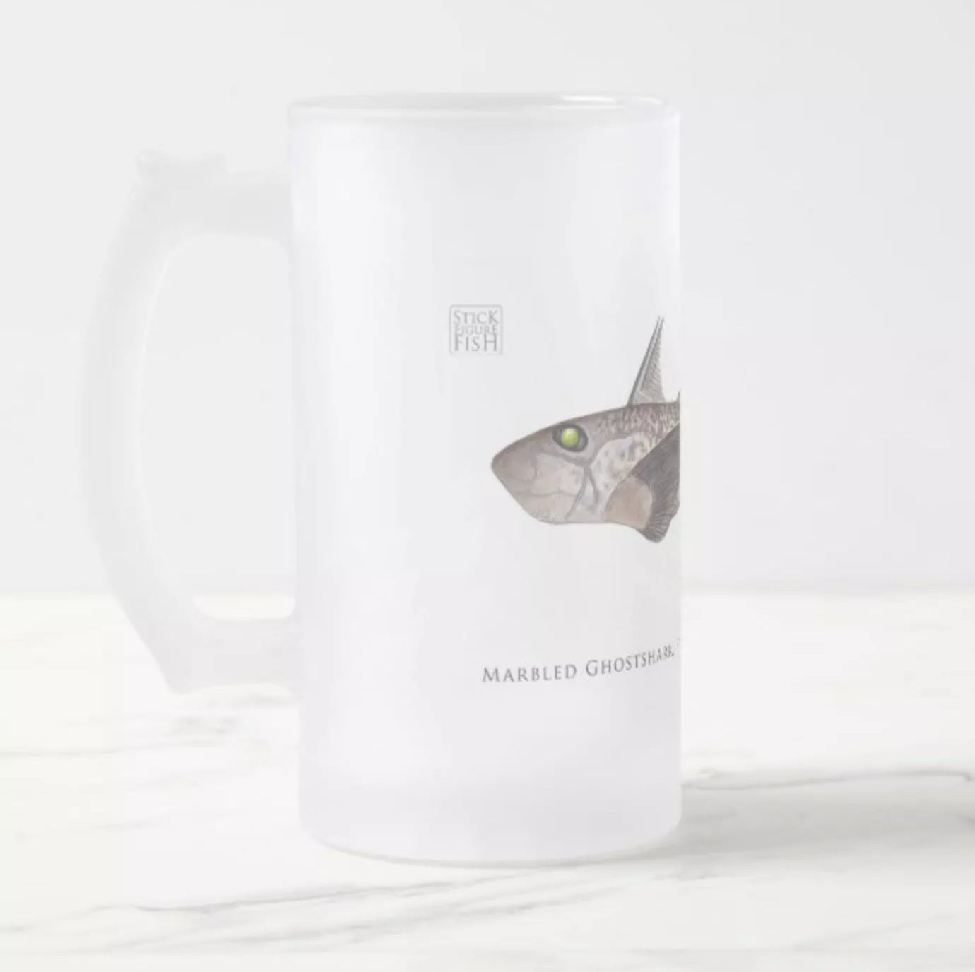 Marbled Ghostshark - Frosted Glass Stein-Stick Figure Fish Illustration