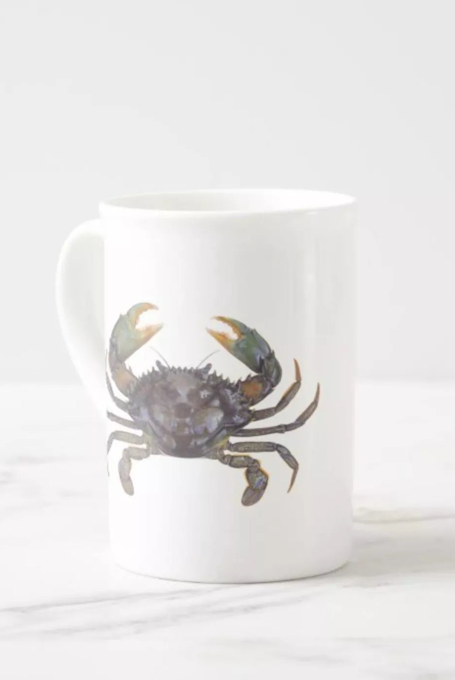 Mud Crab - Fine Bone China Mug-Stick Figure Fish Illustration