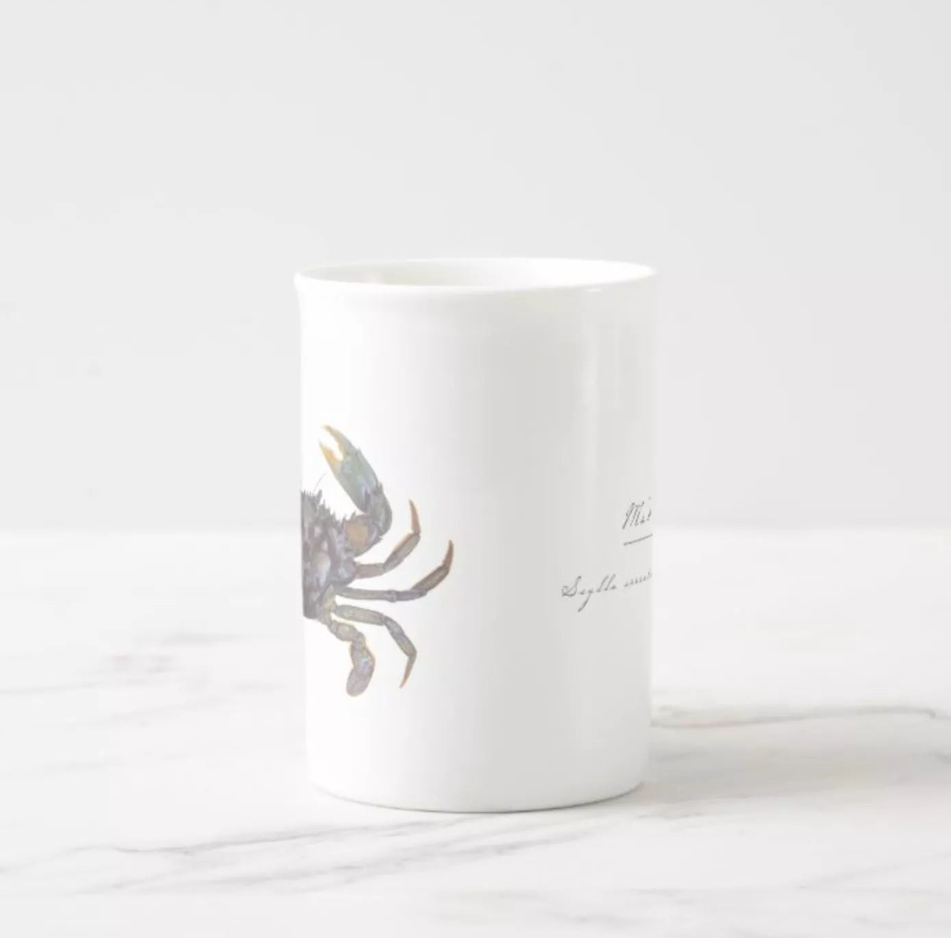 Mud Crab - Fine Bone China Mug-Stick Figure Fish Illustration