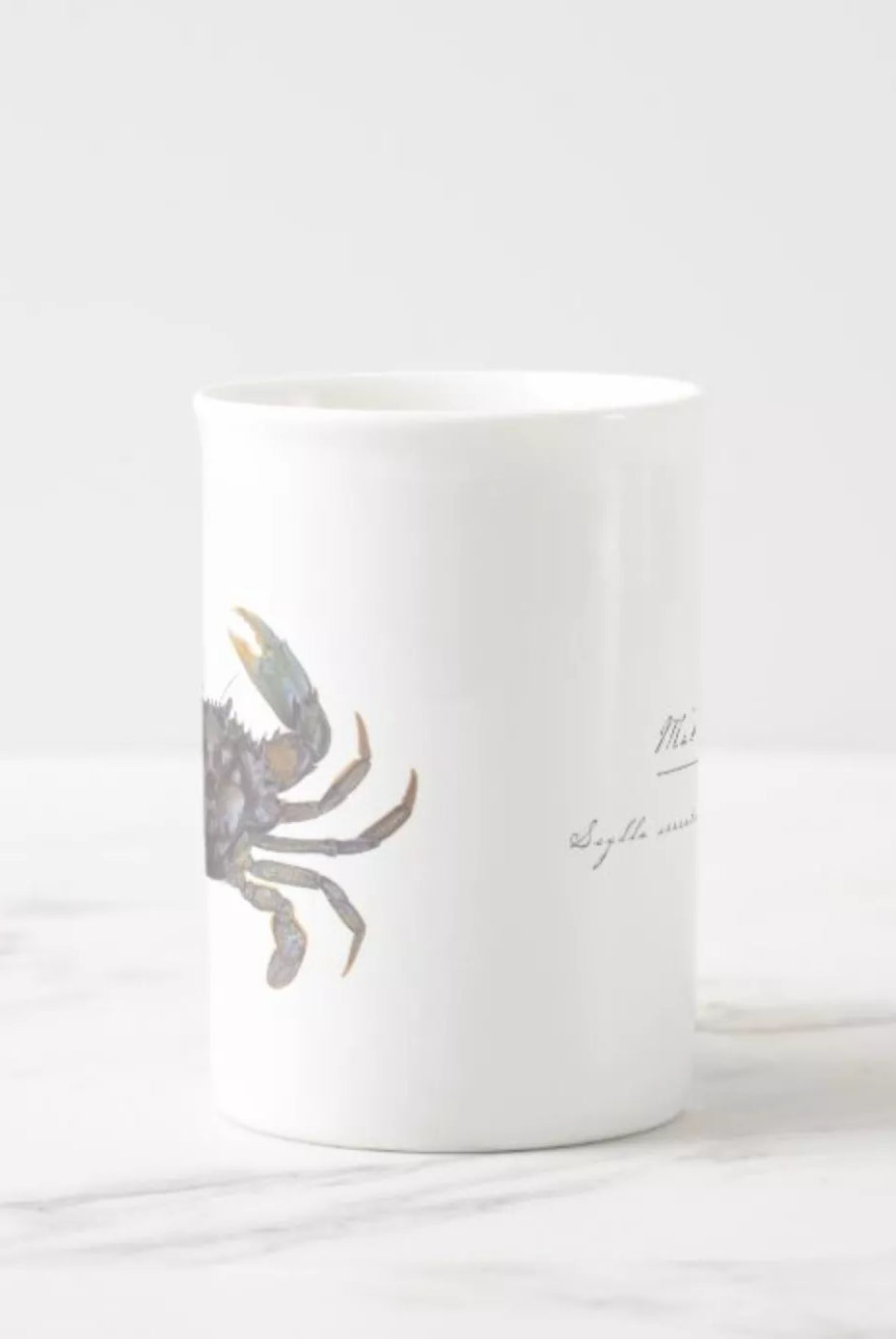 Mud Crab - Fine Bone China Mug-Stick Figure Fish Illustration