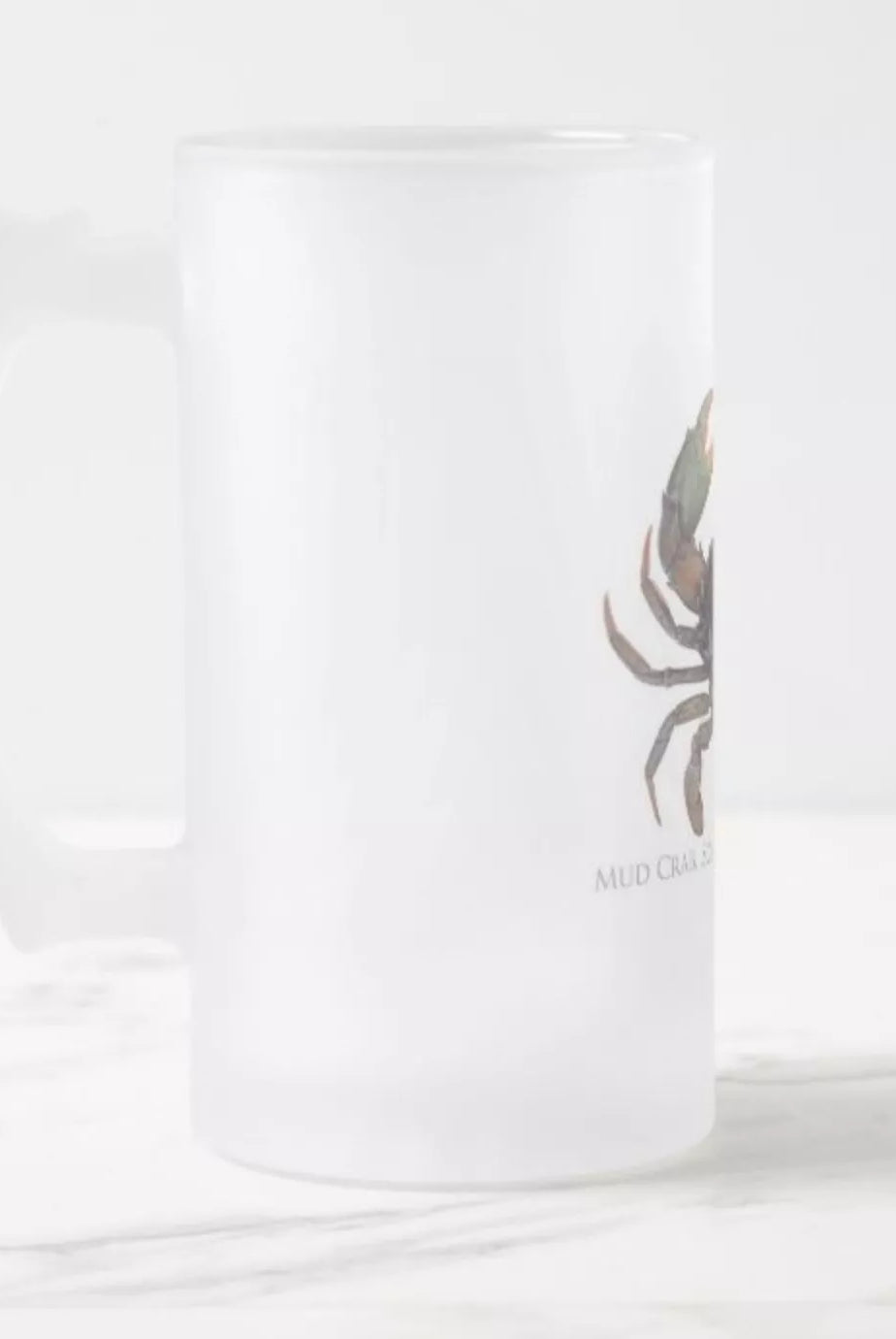 Mud Crab - Frosted Glass Stein-Stick Figure Fish Illustration