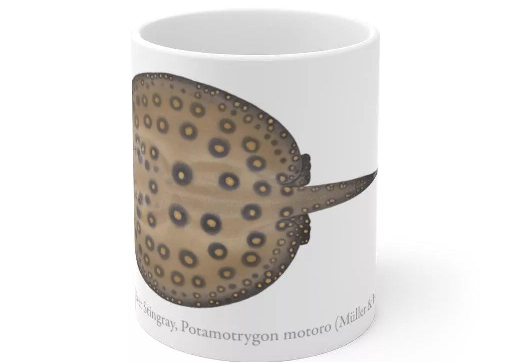 Ocellate River Stingray Mug-Stick Figure Fish Illustration