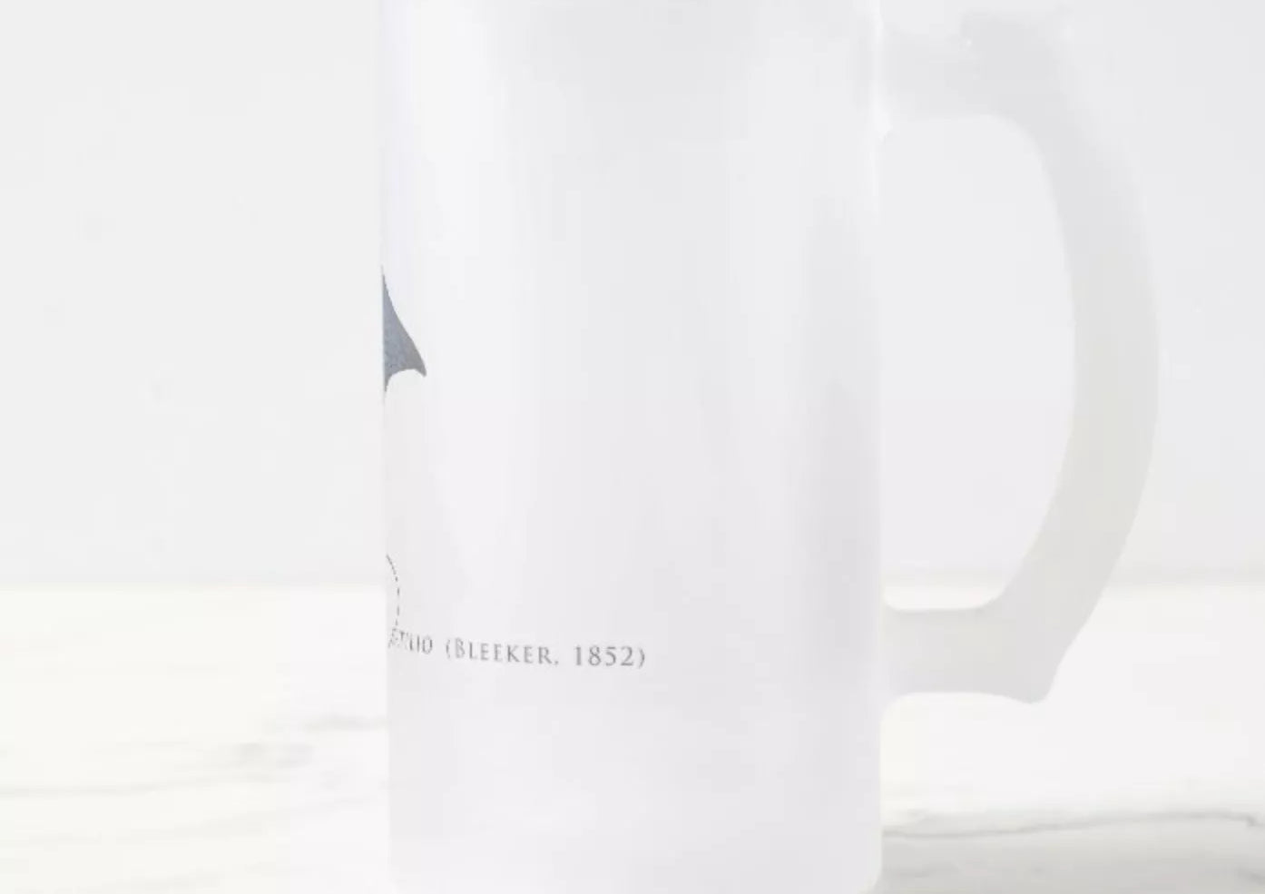 Ornate Eagle Ray - Frosted Glass Stein-Stick Figure Fish Illustration