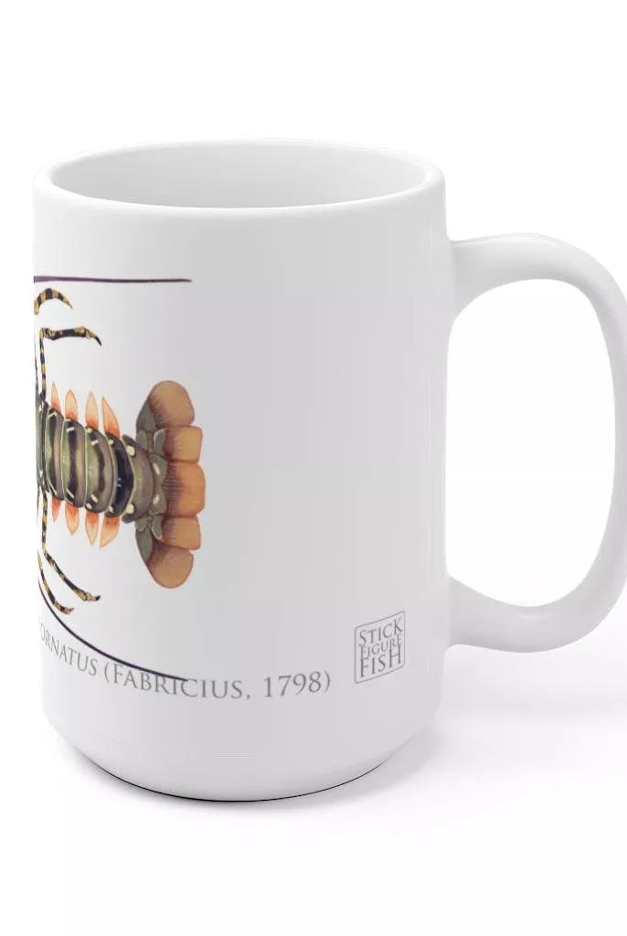Ornate Spiny Lobster Mug-Stick Figure Fish Illustration