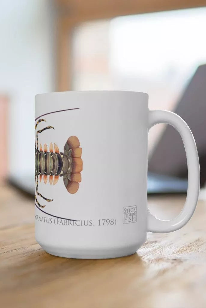 Ornate Spiny Lobster Mug-Stick Figure Fish Illustration