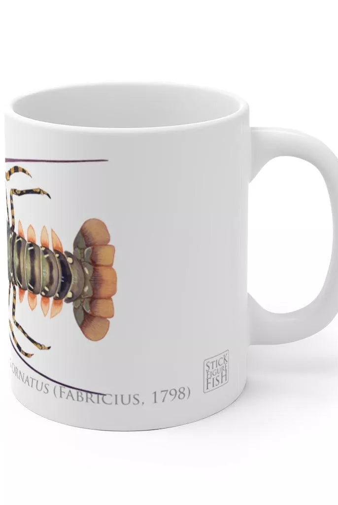 Ornate Spiny Lobster Mug-Stick Figure Fish Illustration