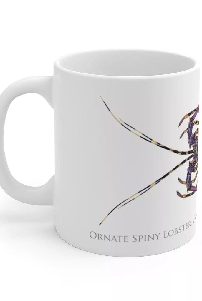 Ornate Spiny Lobster Mug-Stick Figure Fish Illustration