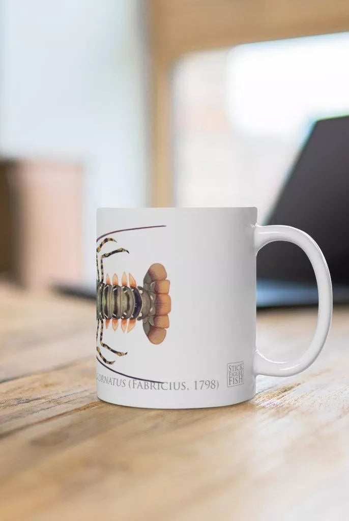 Ornate Spiny Lobster Mug-Stick Figure Fish Illustration