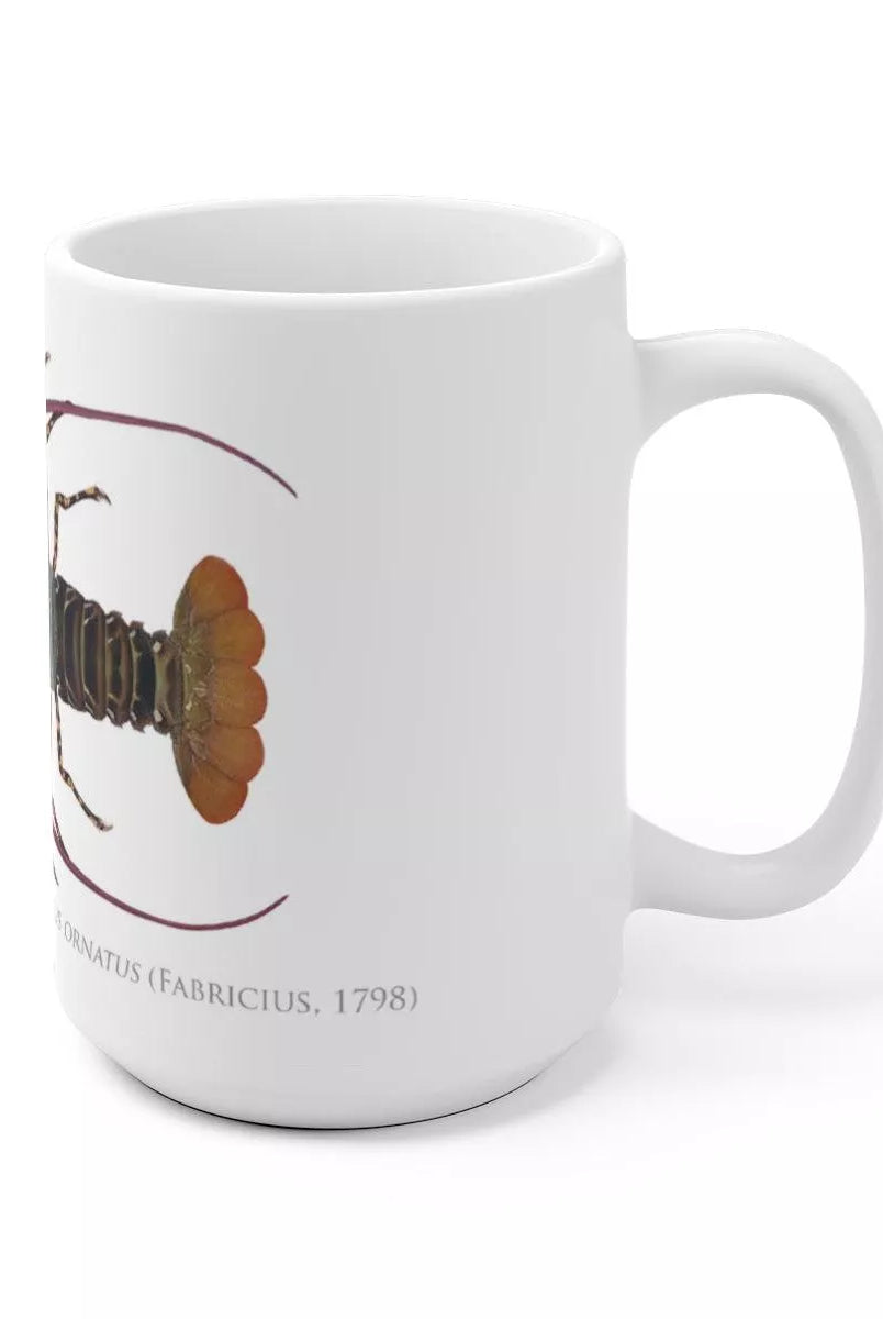 Ornate Spiny Lobster Mug - Version 2 (Detailed)-Stick Figure Fish Illustration