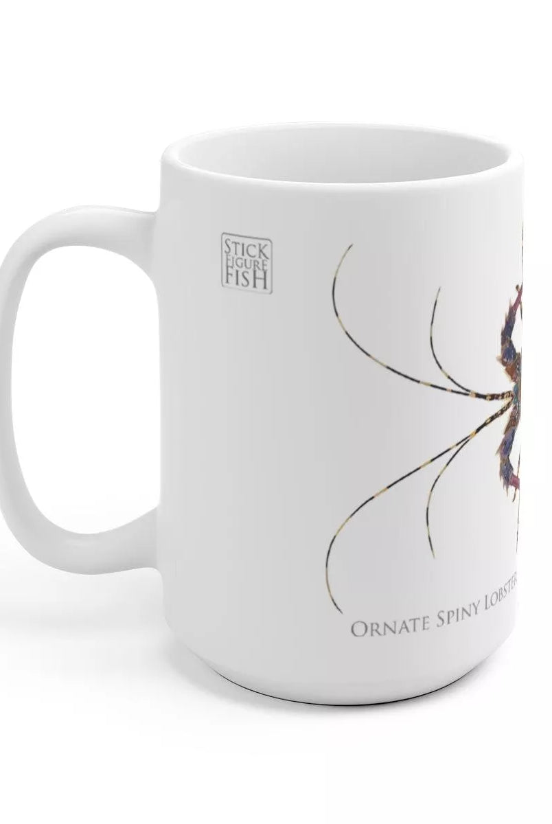 Ornate Spiny Lobster Mug - Version 2 (Detailed)-Stick Figure Fish Illustration