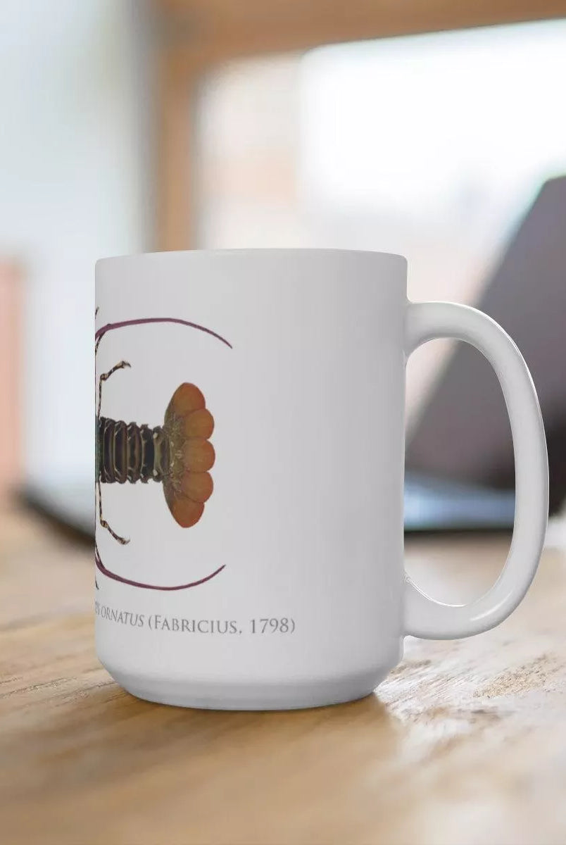 Ornate Spiny Lobster Mug - Version 2 (Detailed)-Stick Figure Fish Illustration