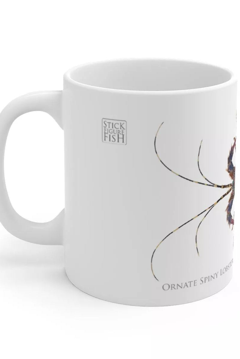 Ornate Spiny Lobster Mug - Version 2 (Detailed)-Stick Figure Fish Illustration