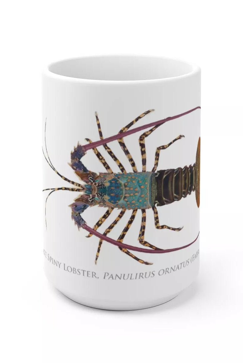 Ornate Spiny Lobster Mug - Version 2 (Detailed)-Stick Figure Fish Illustration