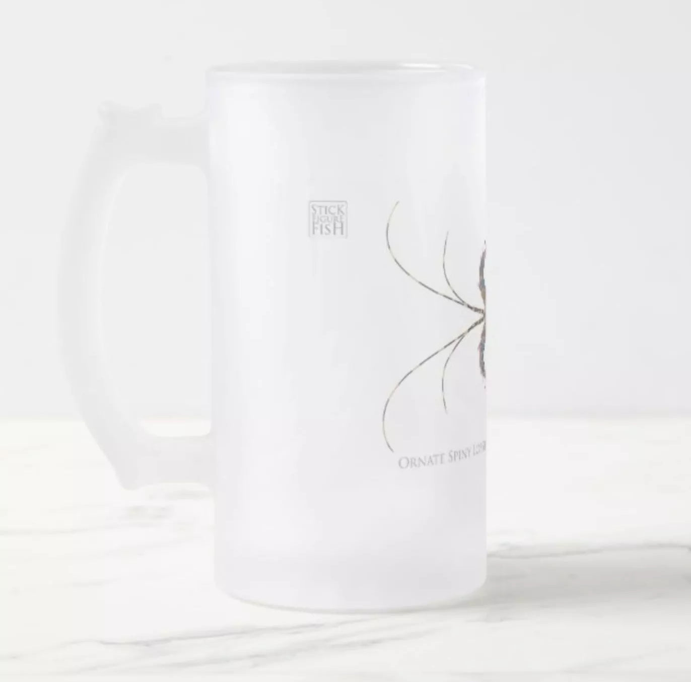 Ornate Spiny Lobster Version 2 (Detailed) - Frosted Glass Stein-Stick Figure Fish Illustration