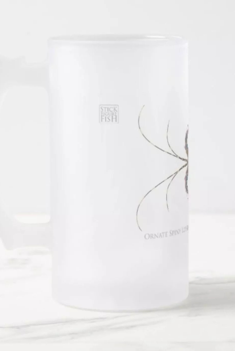 Ornate Spiny Lobster Version 2 (Detailed) - Frosted Glass Stein-Stick Figure Fish Illustration