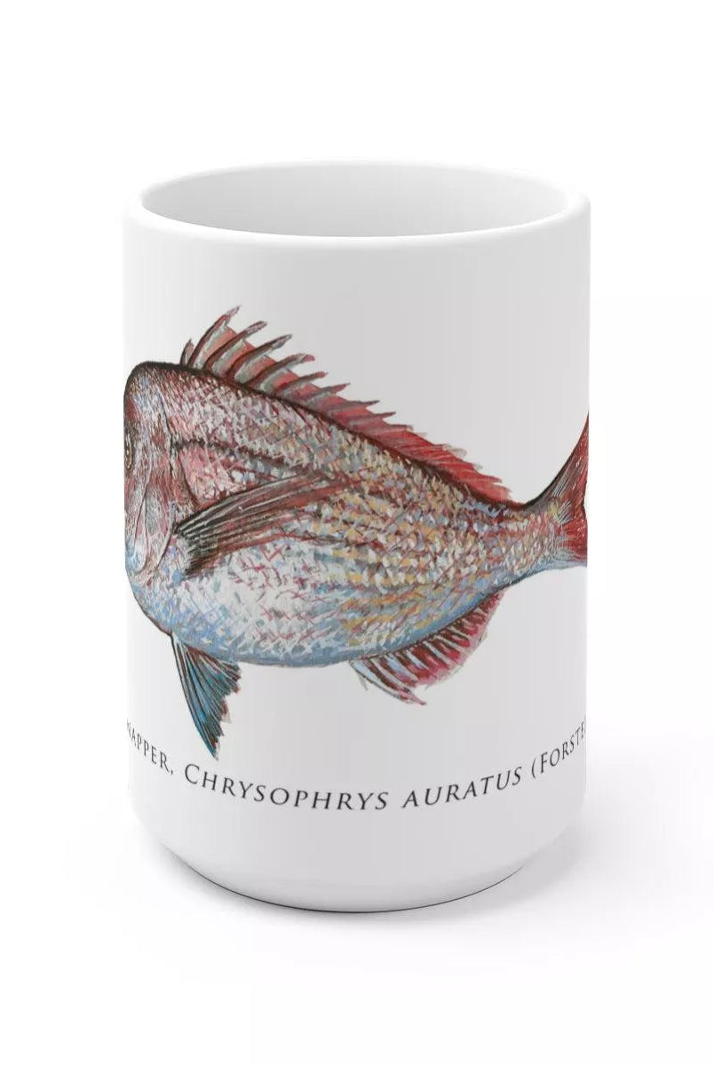 Pink Snapper Mug-Stick Figure Fish Illustration