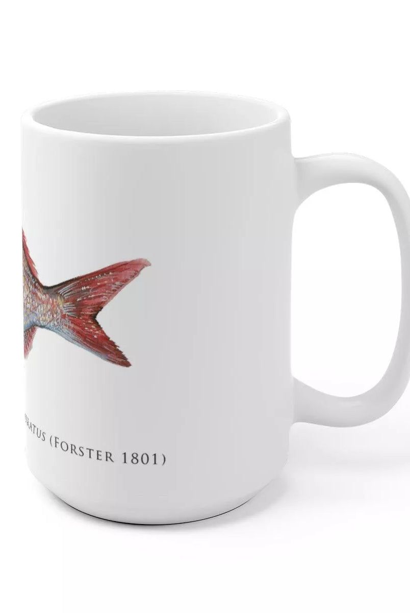 Pink Snapper Mug-Stick Figure Fish Illustration