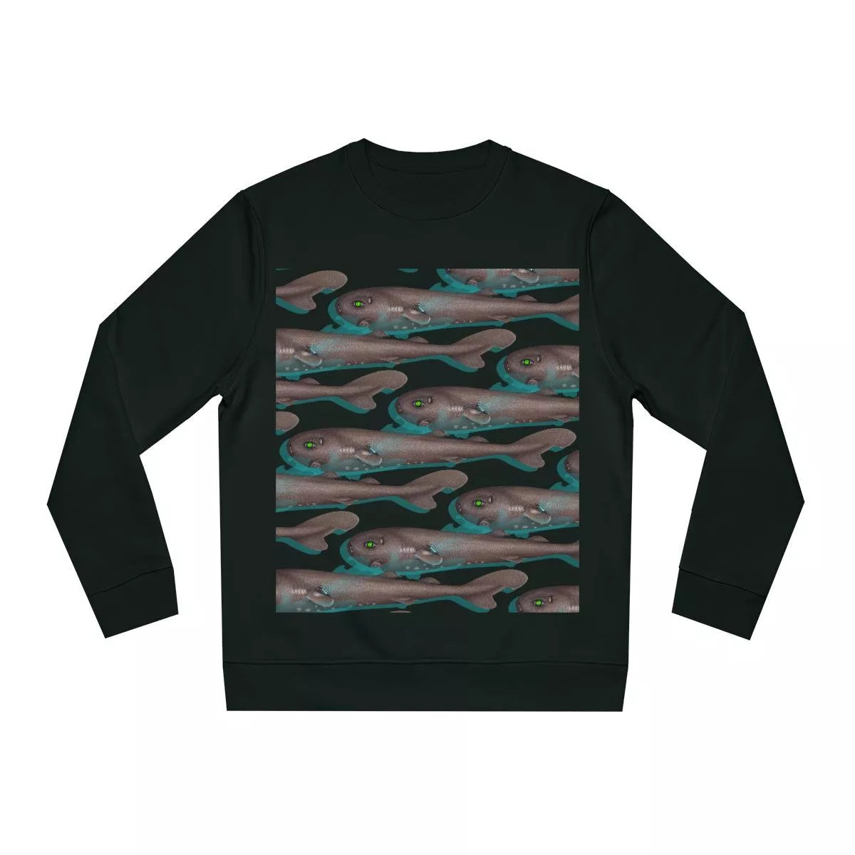 Pocket Shark - Unisex Changer Sweatshirt-Stick Figure Fish Illustration