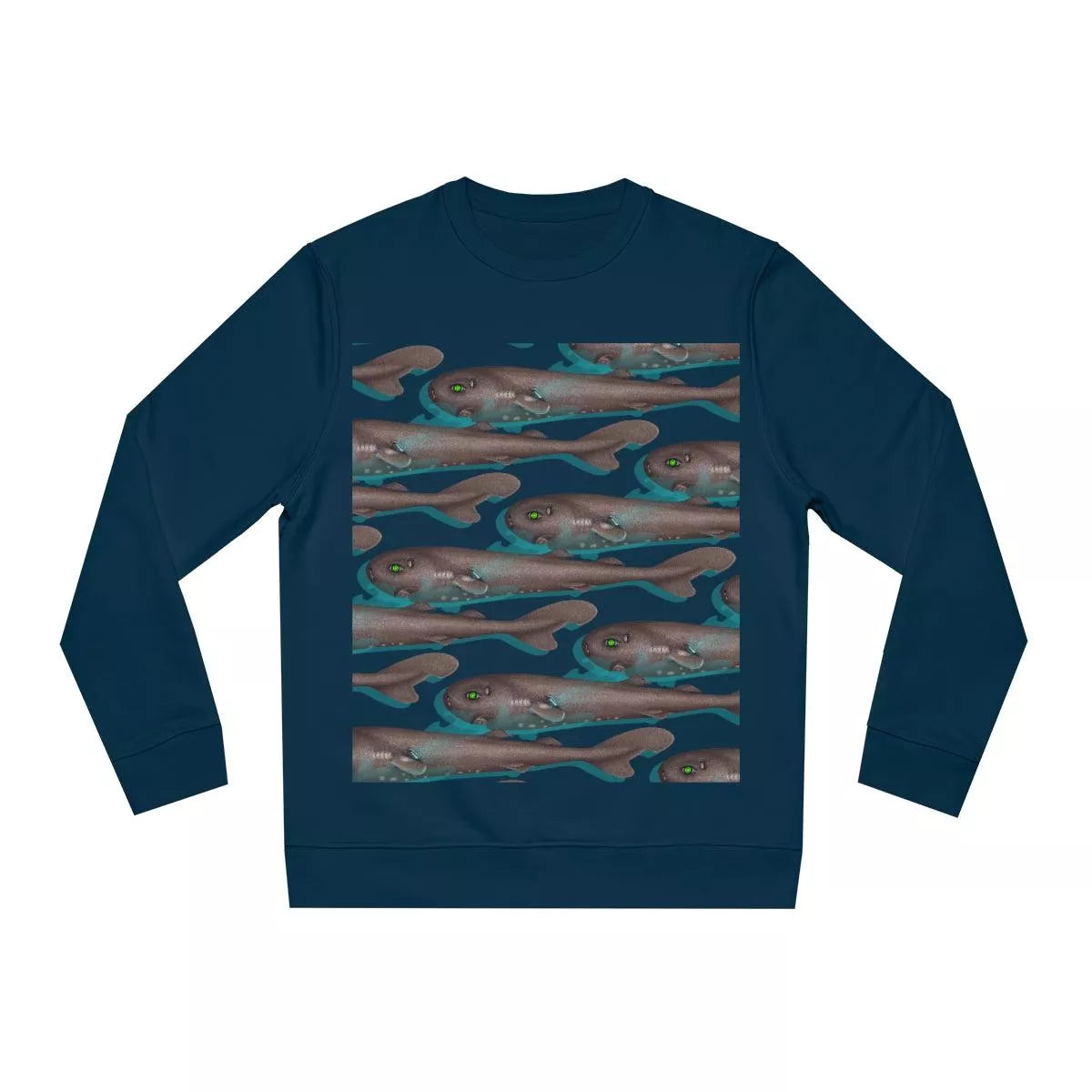 Pocket Shark - Unisex Changer Sweatshirt-Stick Figure Fish Illustration