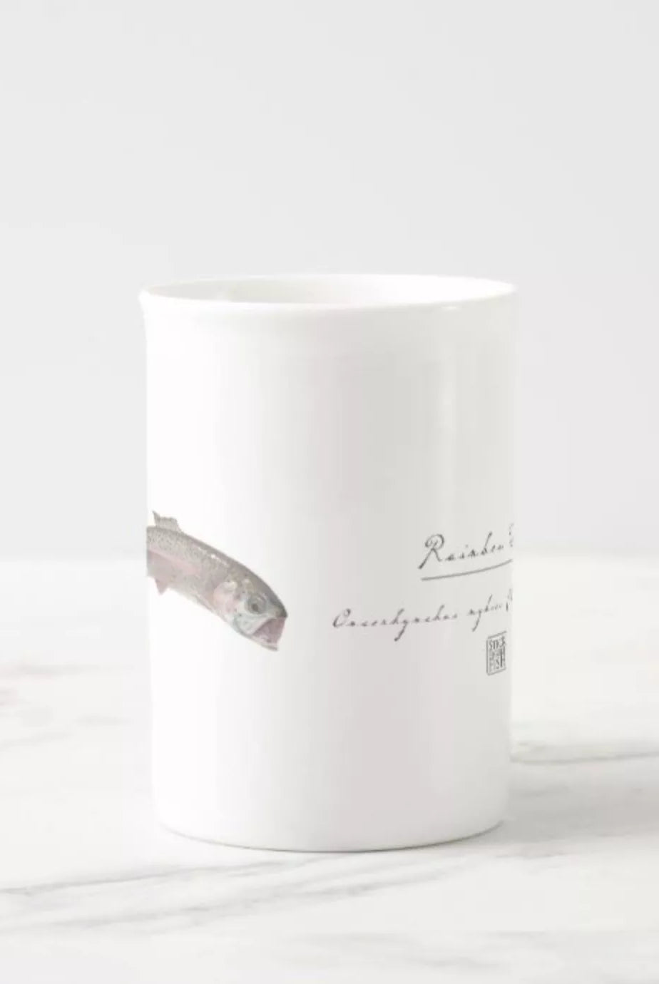 Rainbow Trout - Fine Bone China Mug-Stick Figure Fish Illustration