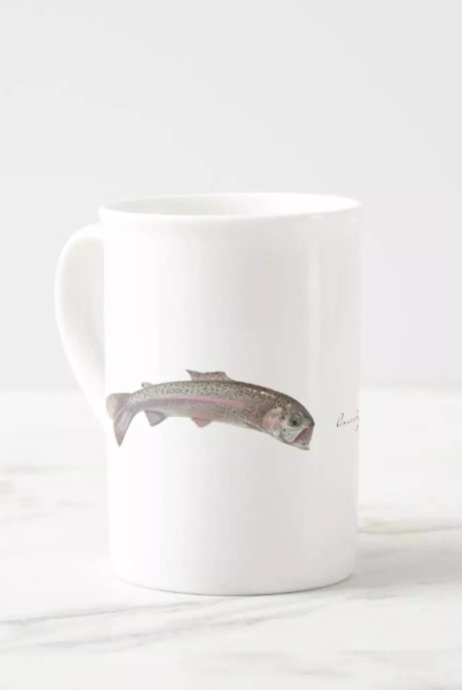 Rainbow Trout - Fine Bone China Mug-Stick Figure Fish Illustration