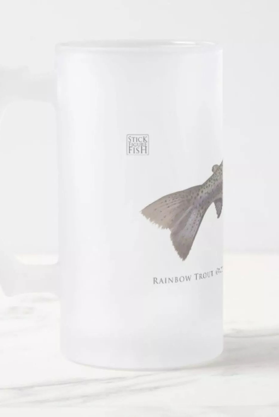 Rainbow Trout - Frosted Glass Stein-Stick Figure Fish Illustration