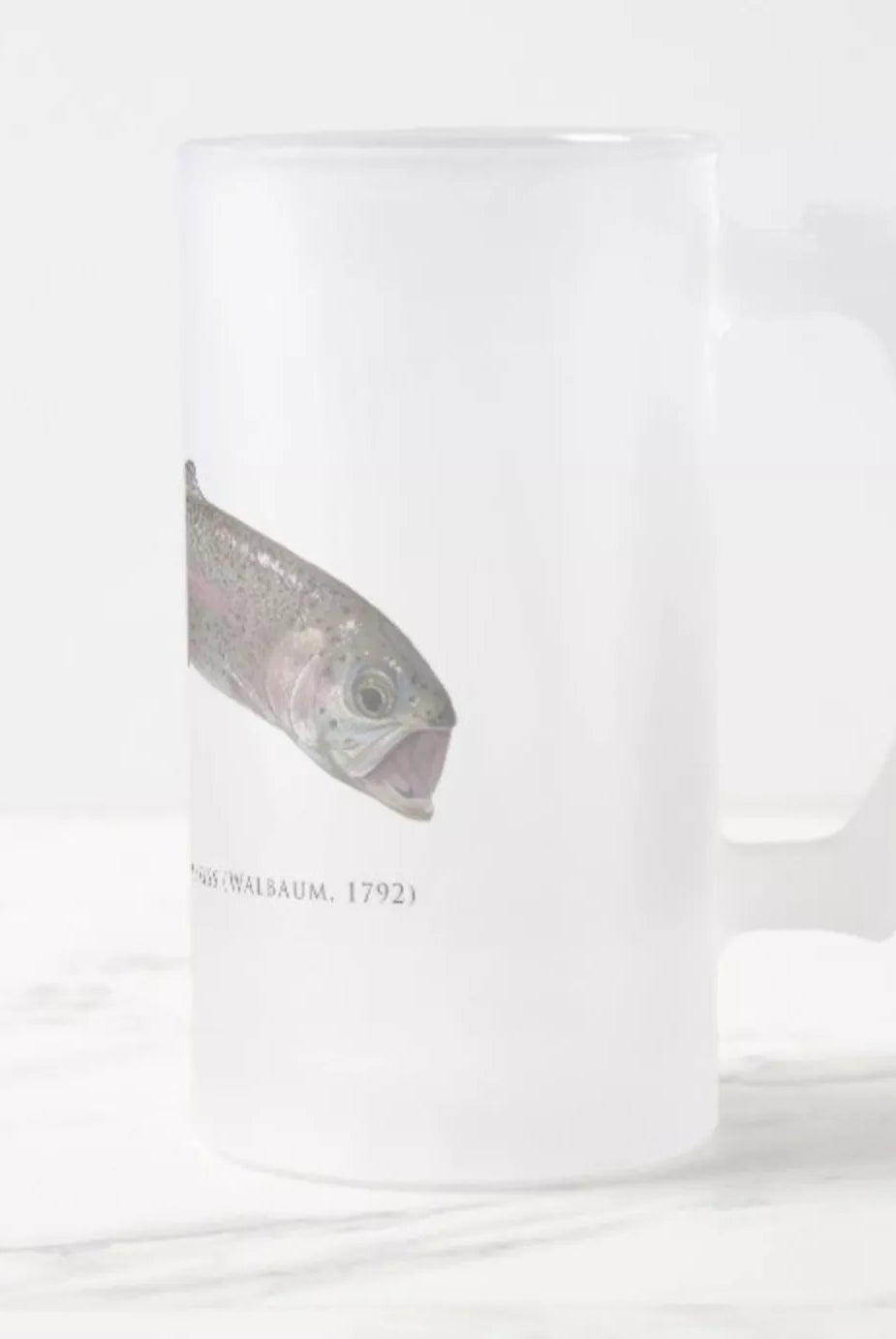 Rainbow Trout - Frosted Glass Stein-Stick Figure Fish Illustration