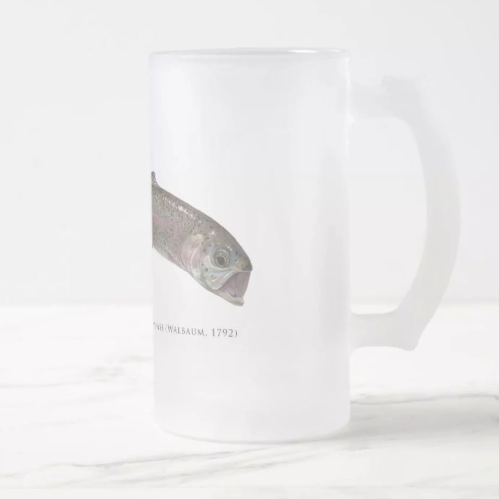 Rainbow Trout - Frosted Glass Stein-Stick Figure Fish Illustration