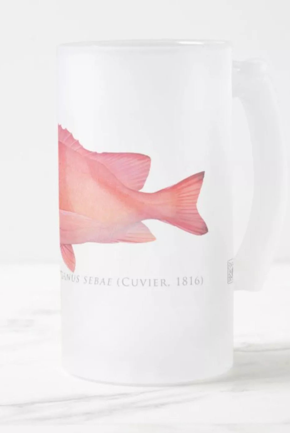 Red Emperor - Frosted Glass Stein-Stick Figure Fish Illustration
