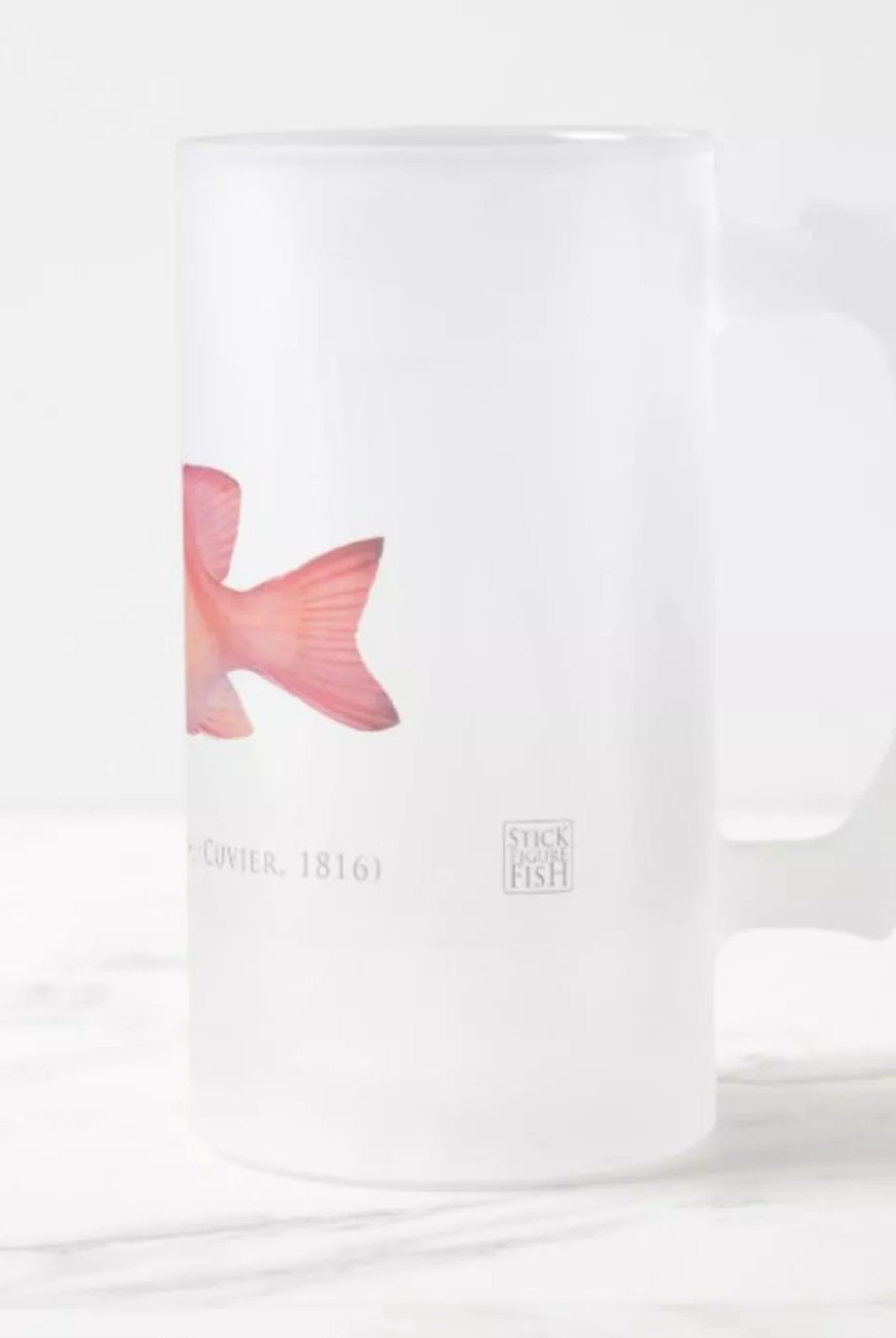 Red Emperor - Frosted Glass Stein-Stick Figure Fish Illustration