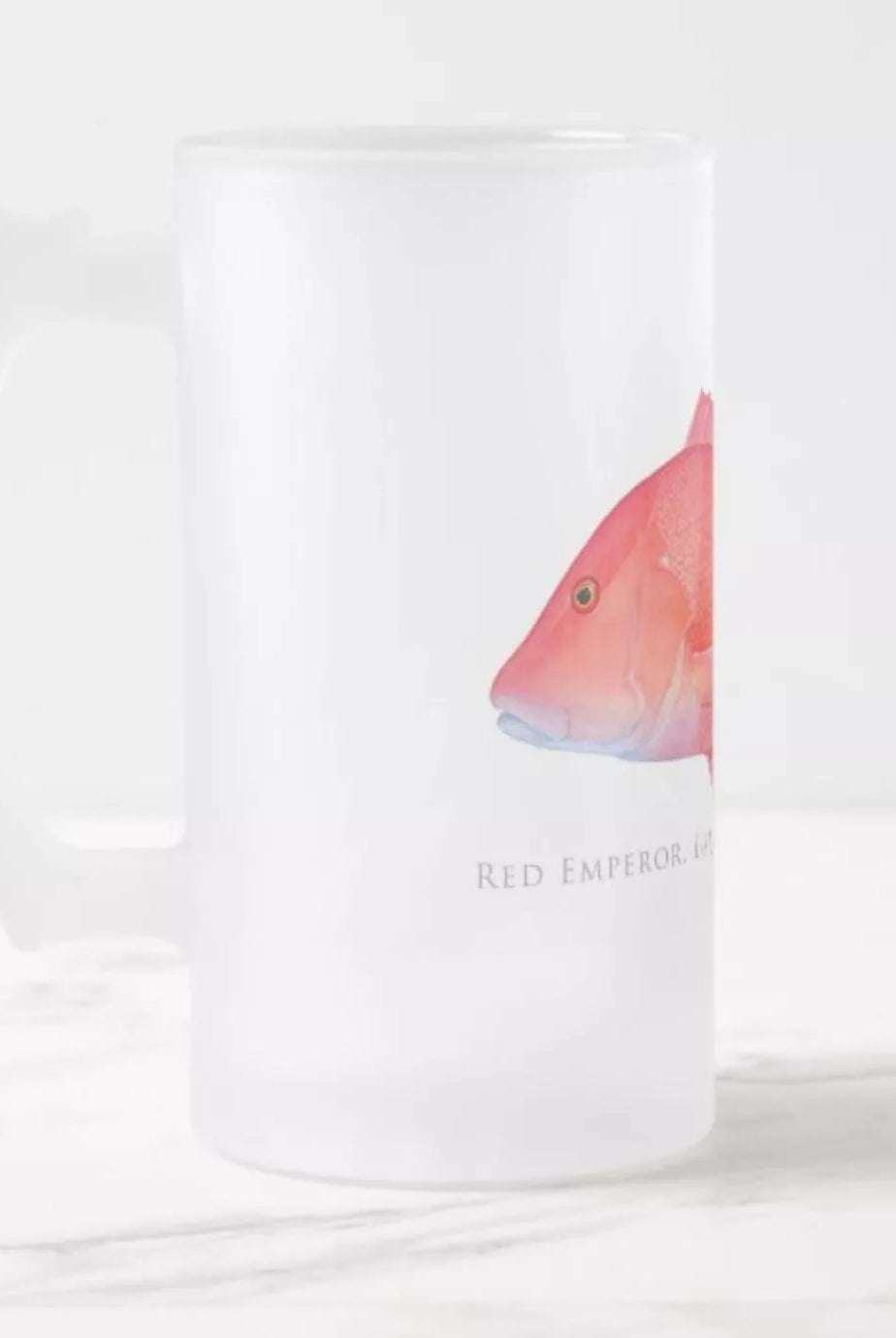 Red Emperor - Frosted Glass Stein-Stick Figure Fish Illustration