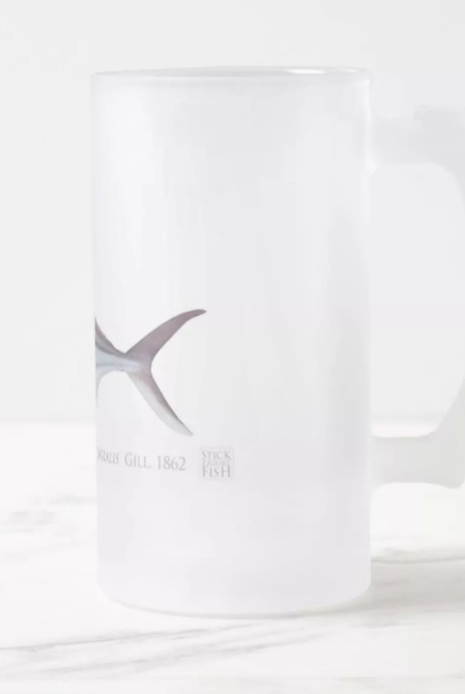 Roosterfish - Frosted Glass Stein-Stick Figure Fish Illustration