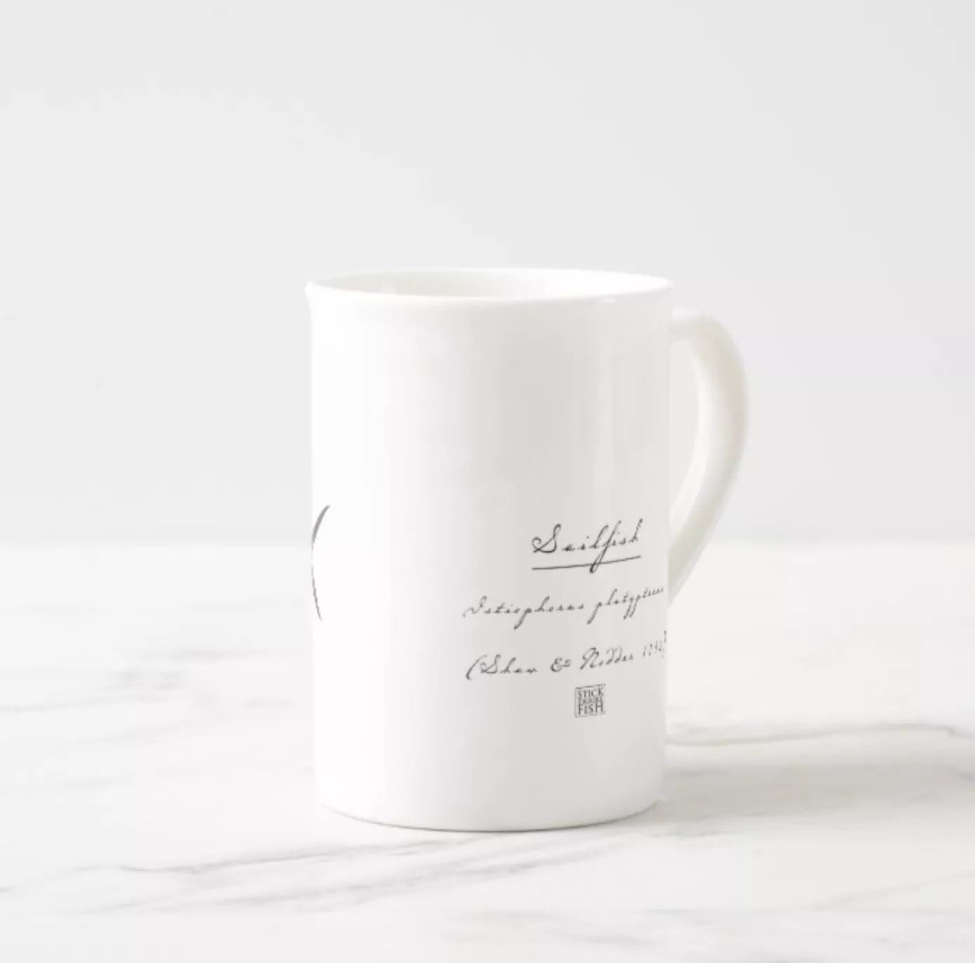 Sailfish - Fine Bone China Mug-Stick Figure Fish Illustration