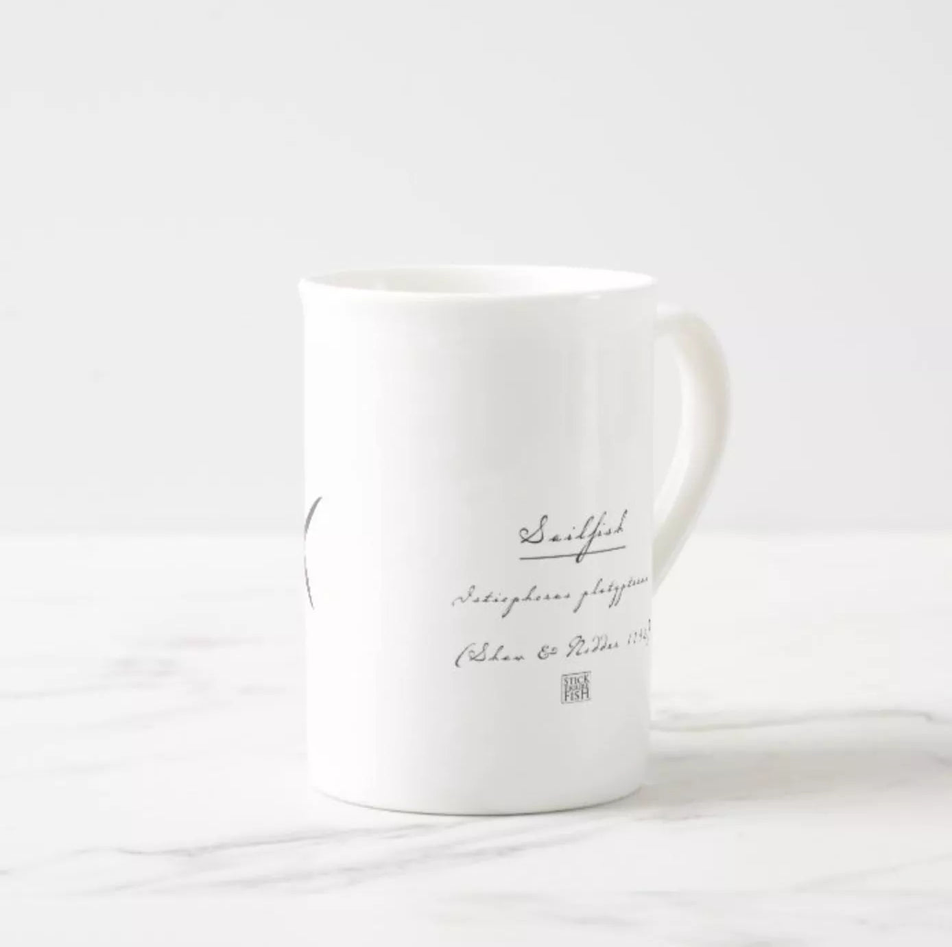 Sailfish - Fine Bone China Mug-Stick Figure Fish Illustration