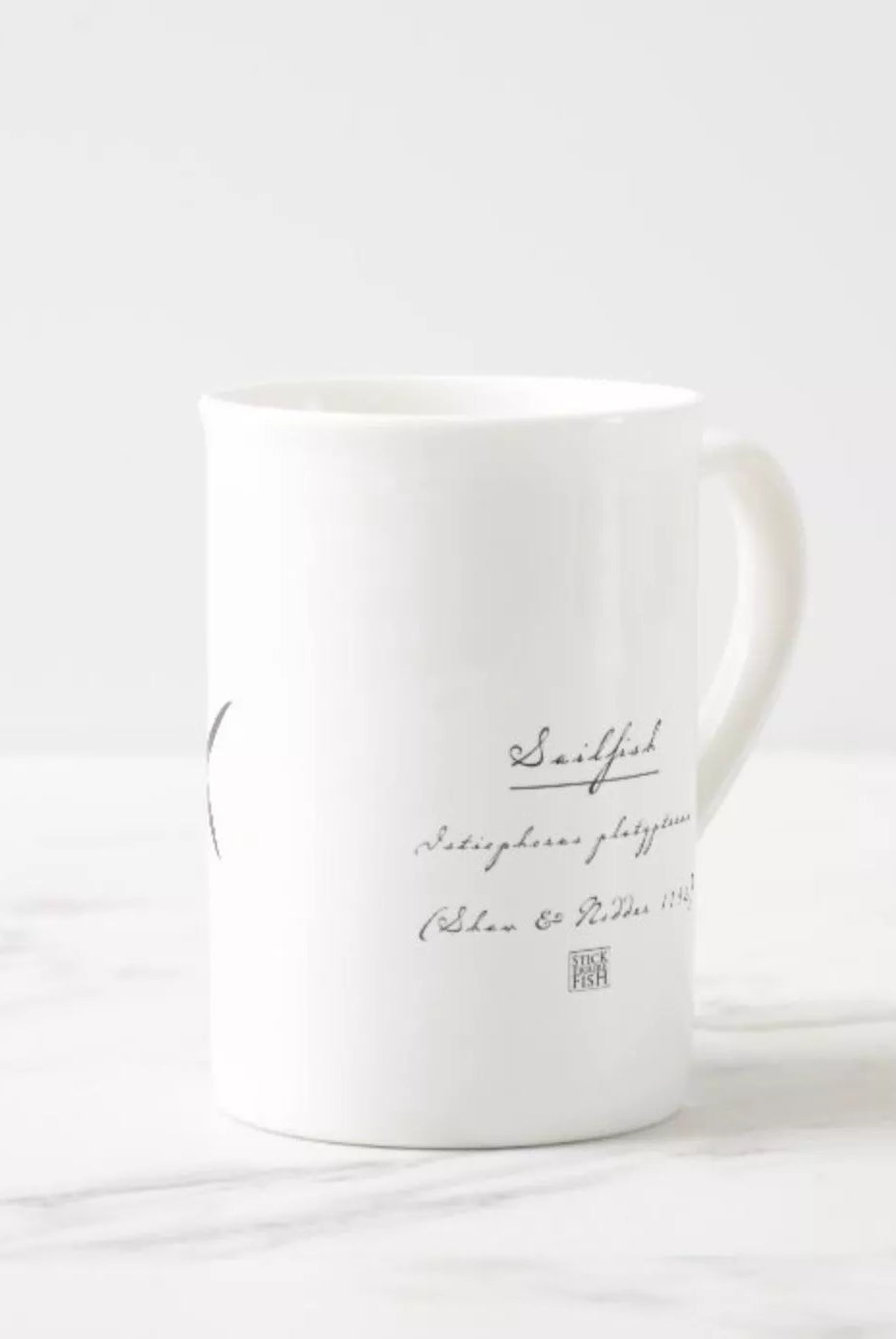 Sailfish - Fine Bone China Mug-Stick Figure Fish Illustration