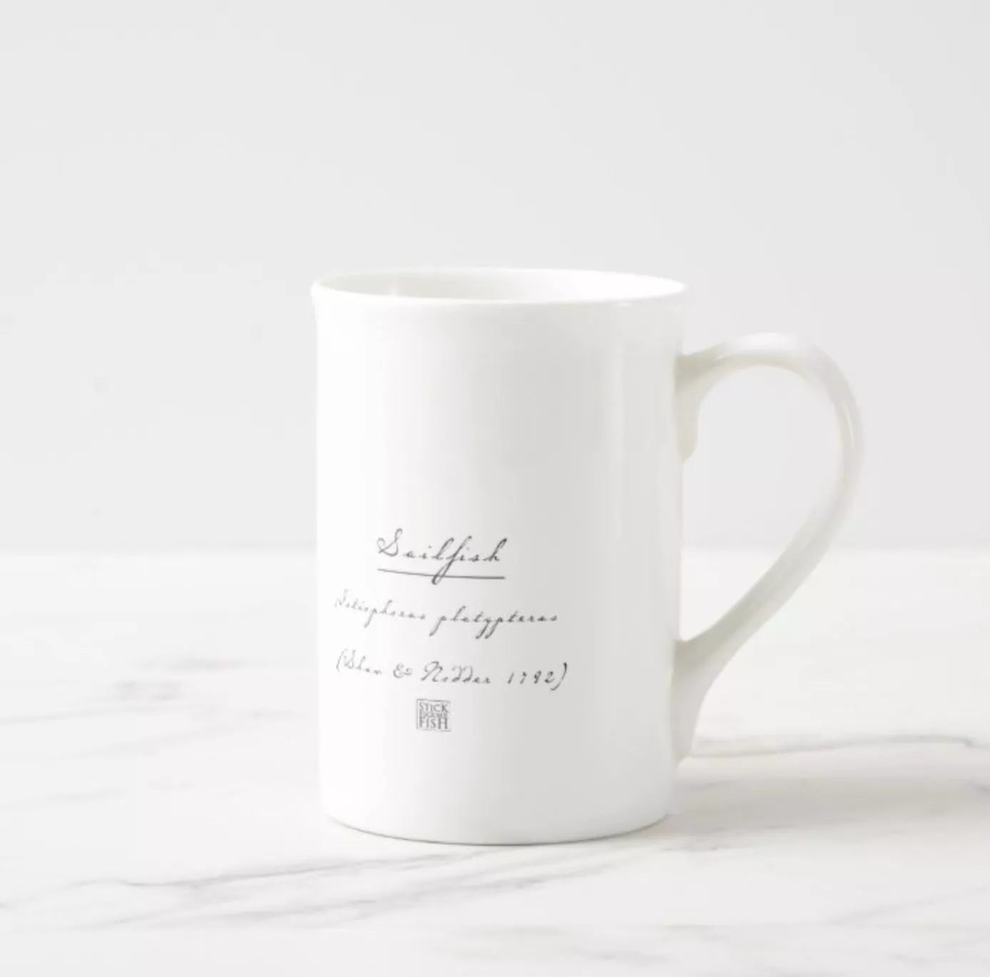 Sailfish - Fine Bone China Mug-Stick Figure Fish Illustration
