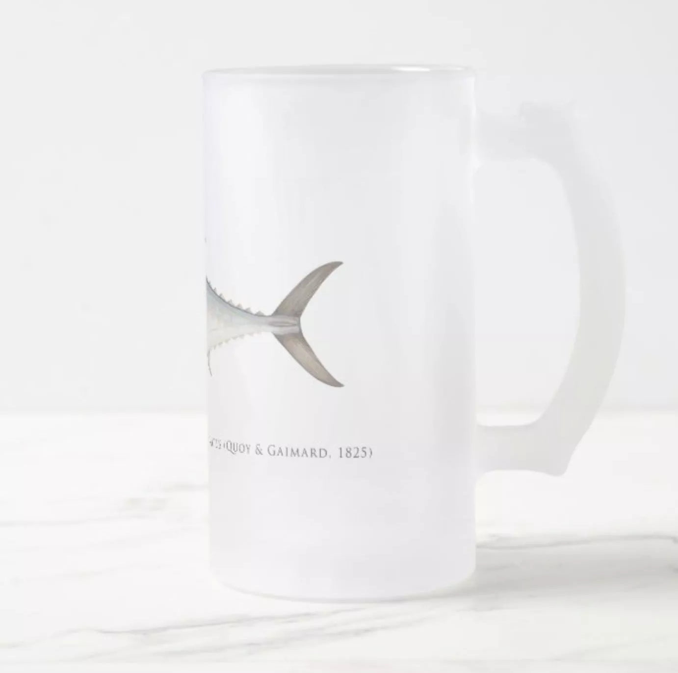 Shark Mackerel - Frosted Glass Stein-Stick Figure Fish Illustration