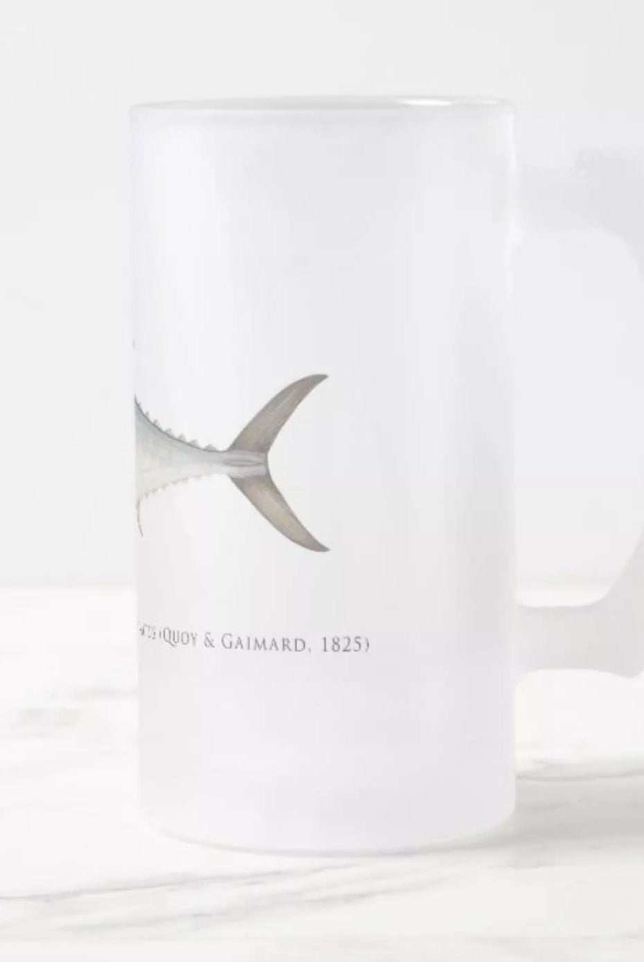 Shark Mackerel - Frosted Glass Stein-Stick Figure Fish Illustration