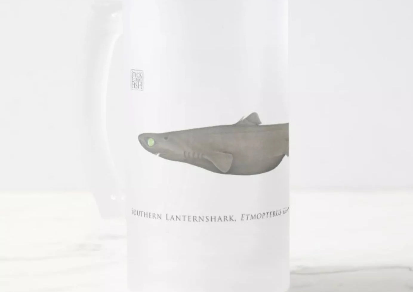 Southern Lanternshark - Frosted Glass Stein-Stick Figure Fish Illustration
