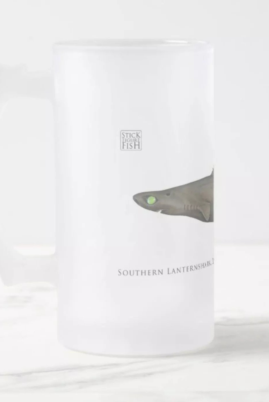 Southern Lanternshark - Frosted Glass Stein-Stick Figure Fish Illustration