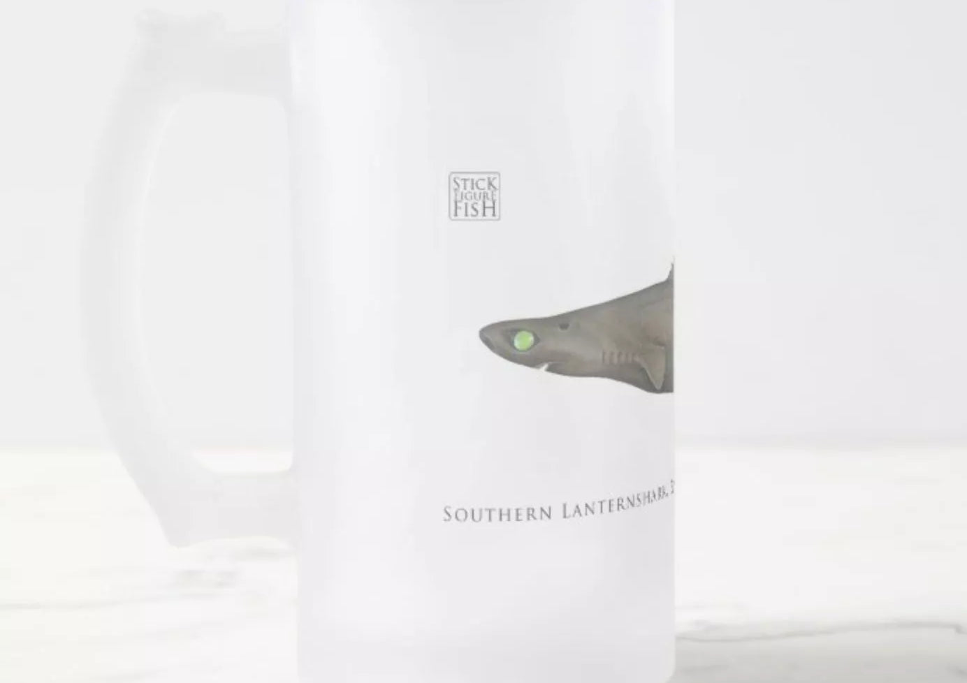 Southern Lanternshark - Frosted Glass Stein-Stick Figure Fish Illustration