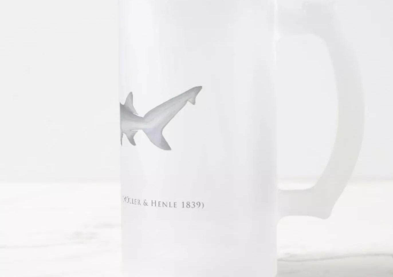 Speartooth Shark - Frosted Glass Stein-Stick Figure Fish Illustration
