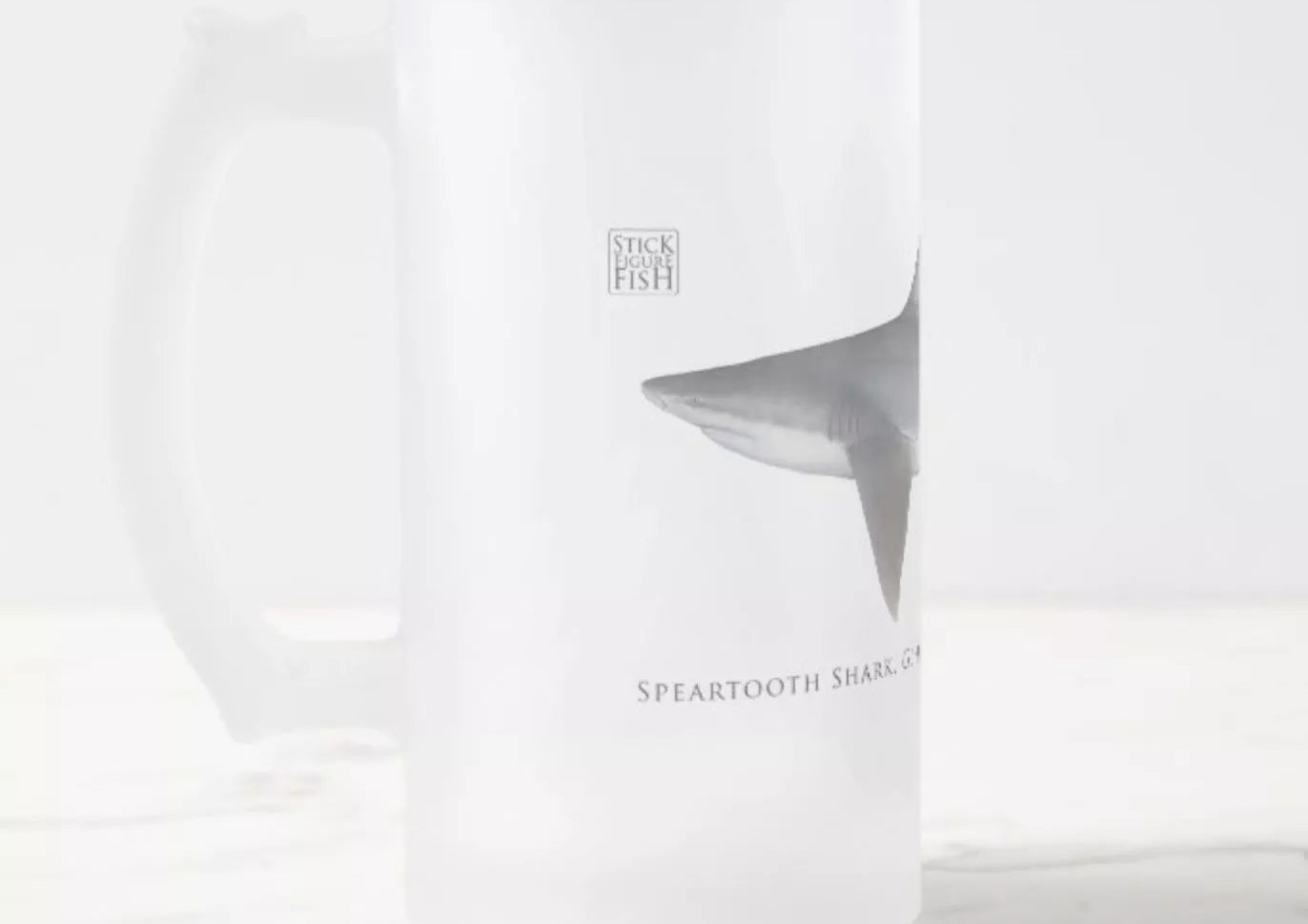 Speartooth Shark - Frosted Glass Stein-Stick Figure Fish Illustration