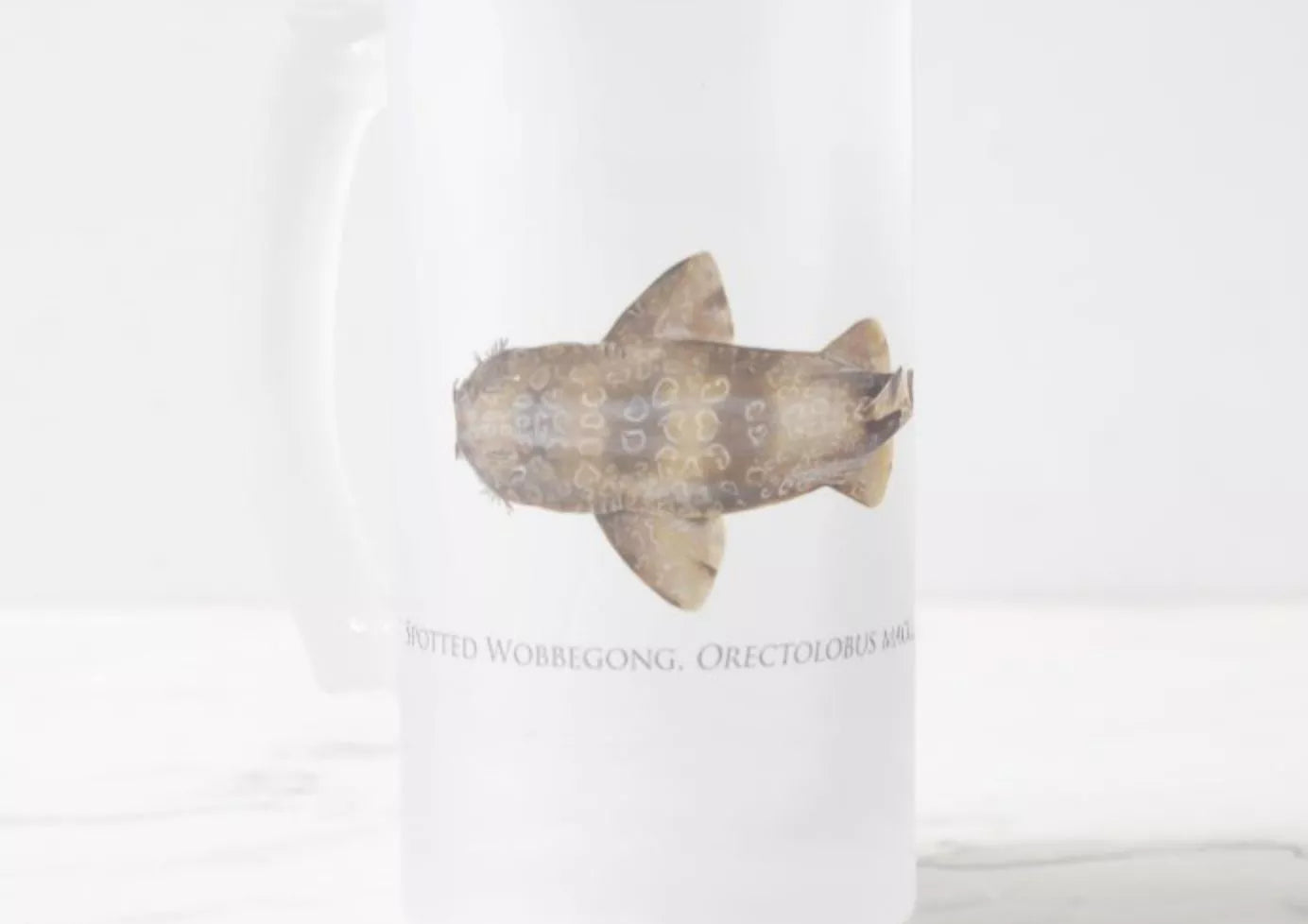 Spotted Wobbegong - Frosted Glass Stein-Stick Figure Fish Illustration