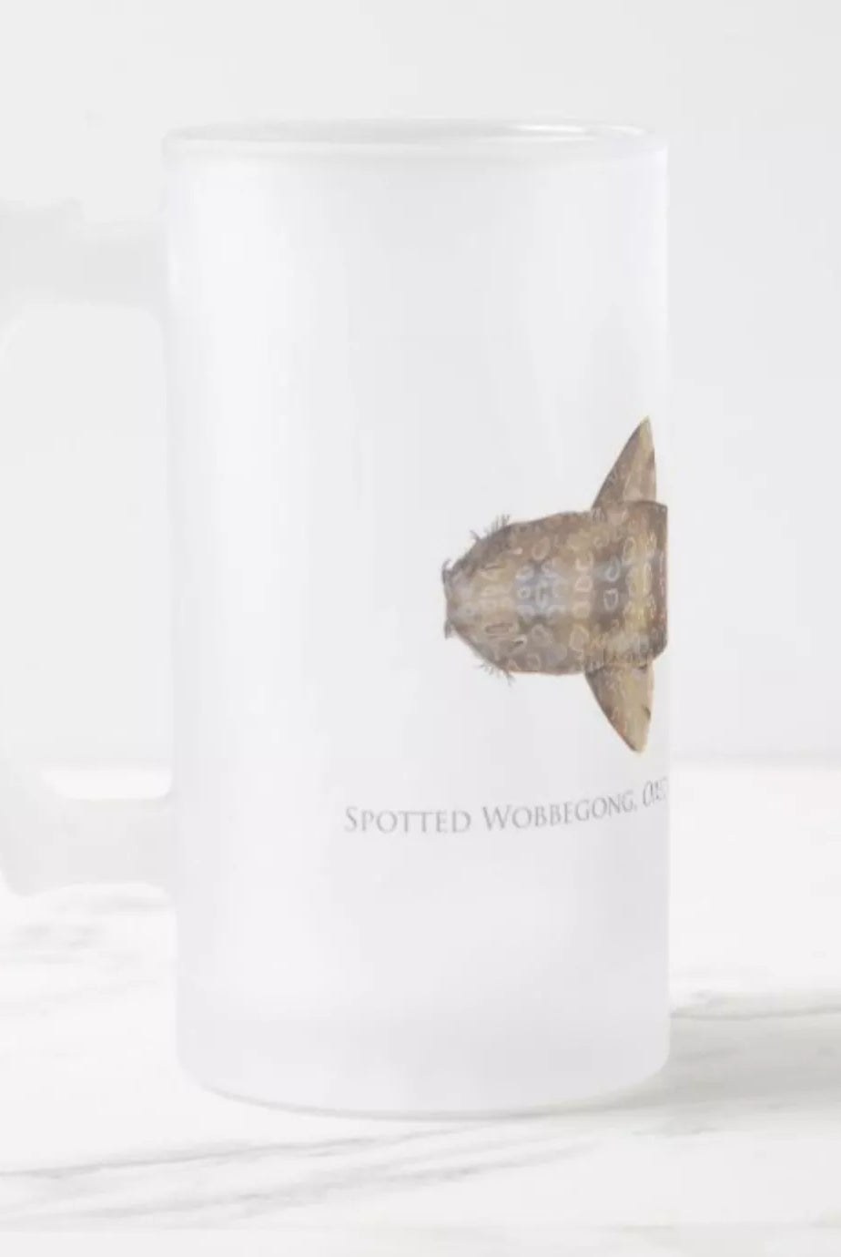 Spotted Wobbegong - Frosted Glass Stein-Stick Figure Fish Illustration