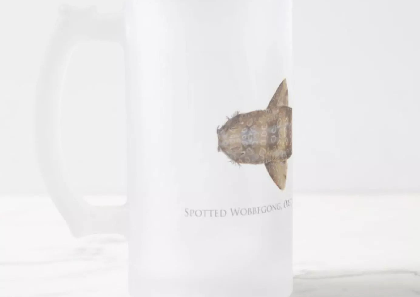 Spotted Wobbegong - Frosted Glass Stein-Stick Figure Fish Illustration