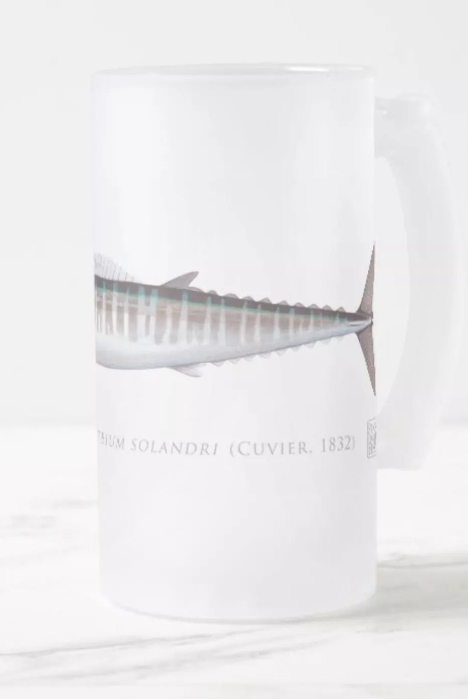 Wahoo No. 1 - Frosted Glass Stein-Stick Figure Fish Illustration