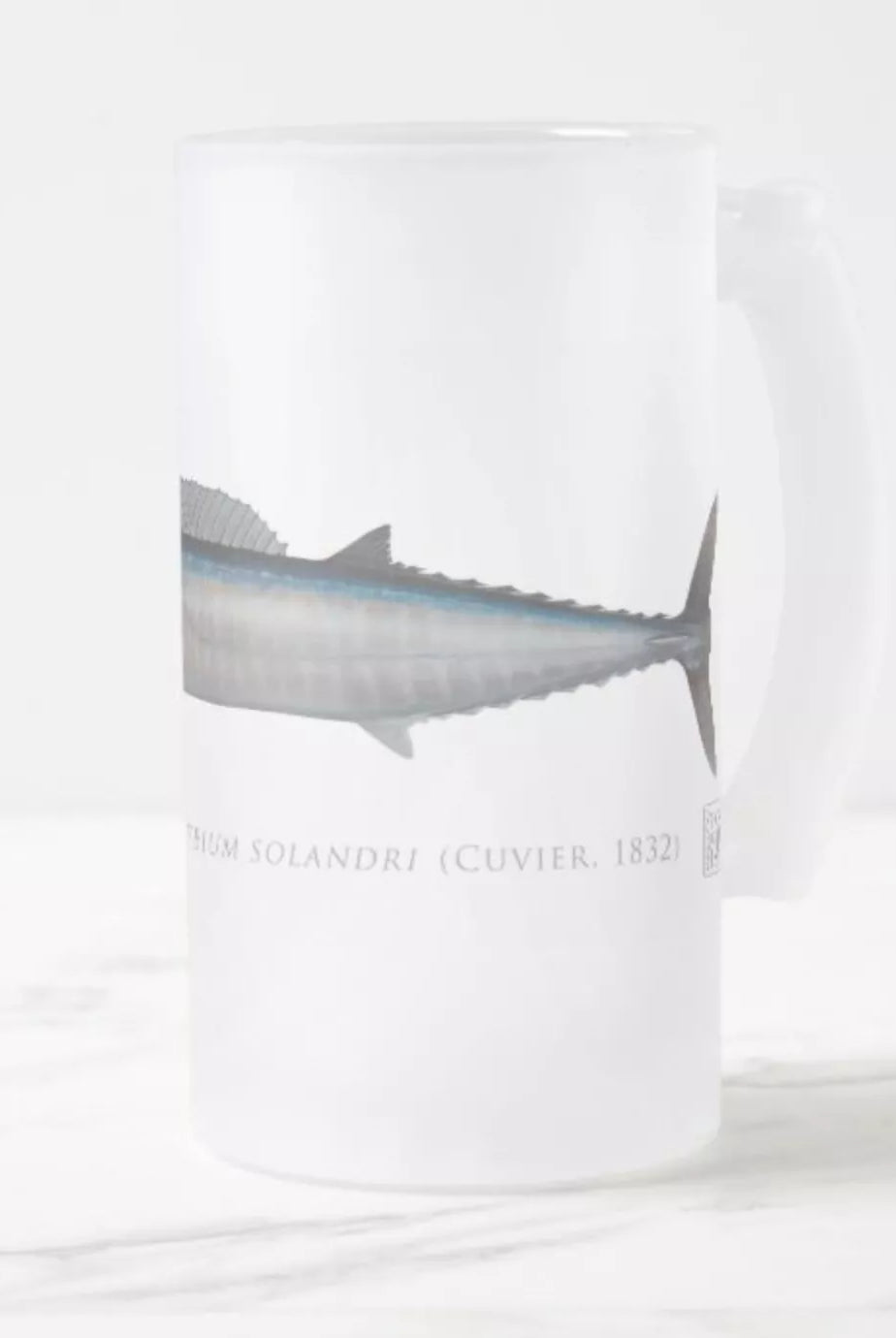 Wahoo No. 2 - Frosted Glass Stein-Stick Figure Fish Illustration